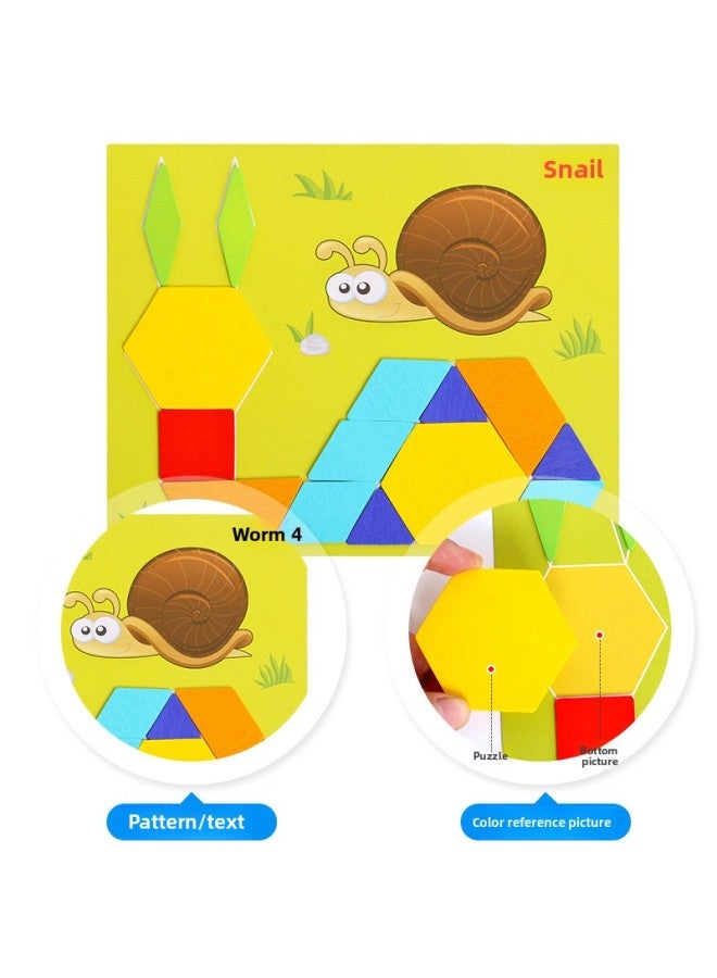 ألغاز خشبية تعليمية متعددة الوظائف للأطفال - لعبة تعلم الألوان 170 قطعة تانجرام - اللون: ZF - إبداعية متعددة الوظائف. - Image 3